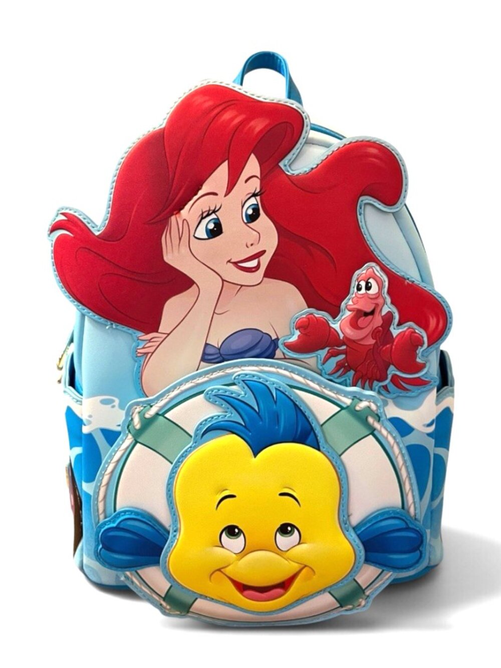 Loungefly Disney Little Mermaid Ariel Flounder and Sebastian Mini Backpack NWT